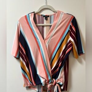 Halogen striped tie front shirt - medium.